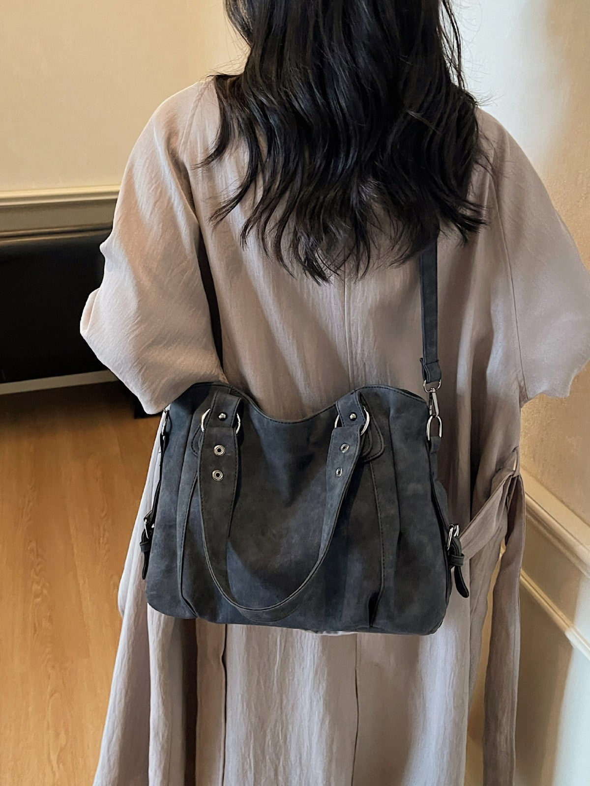 Women's Large Capacity Totes Frosted Solid Color Tote Bag