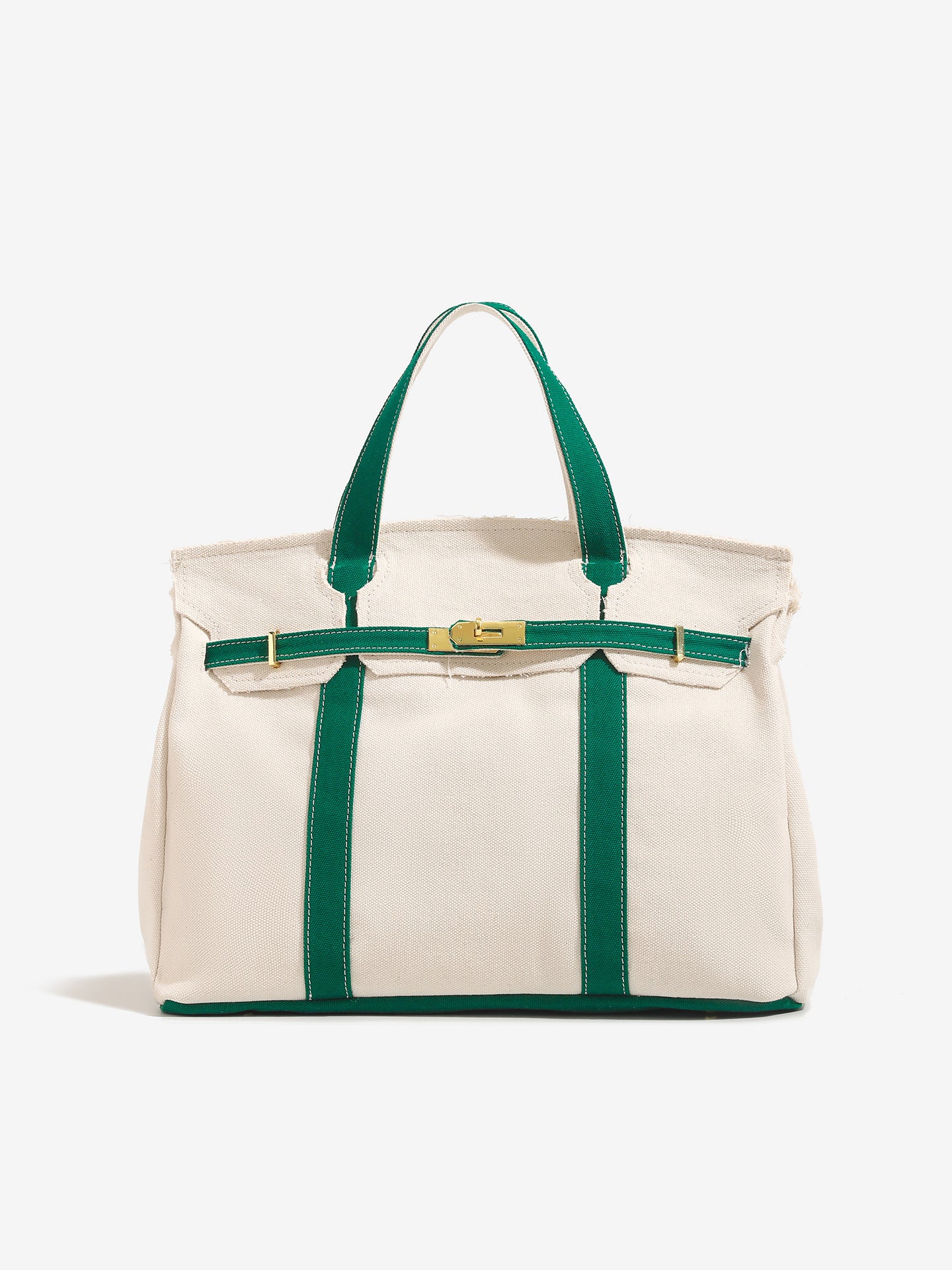 Classic Contrast Color Portable Canvas Large Bags