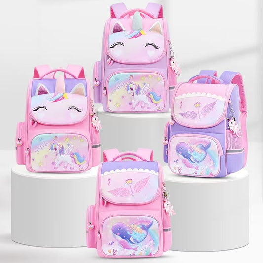 Children's Cartoon Unicorn Large Capacity Burden Reduction Primary School Bag