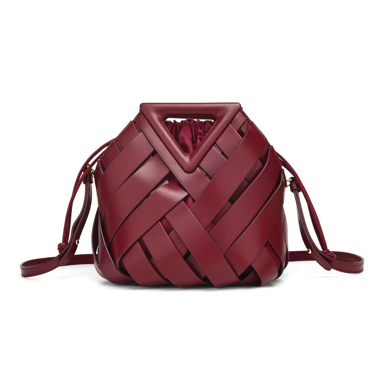 Women's Inverted Triangle Portable Vegetable Basket Hand Drawstring Women's Messenger Bag