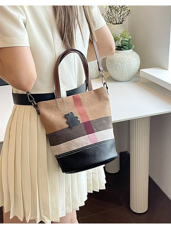 Women's Design Commuter Stitching Vegetable Basket Bucket Bags