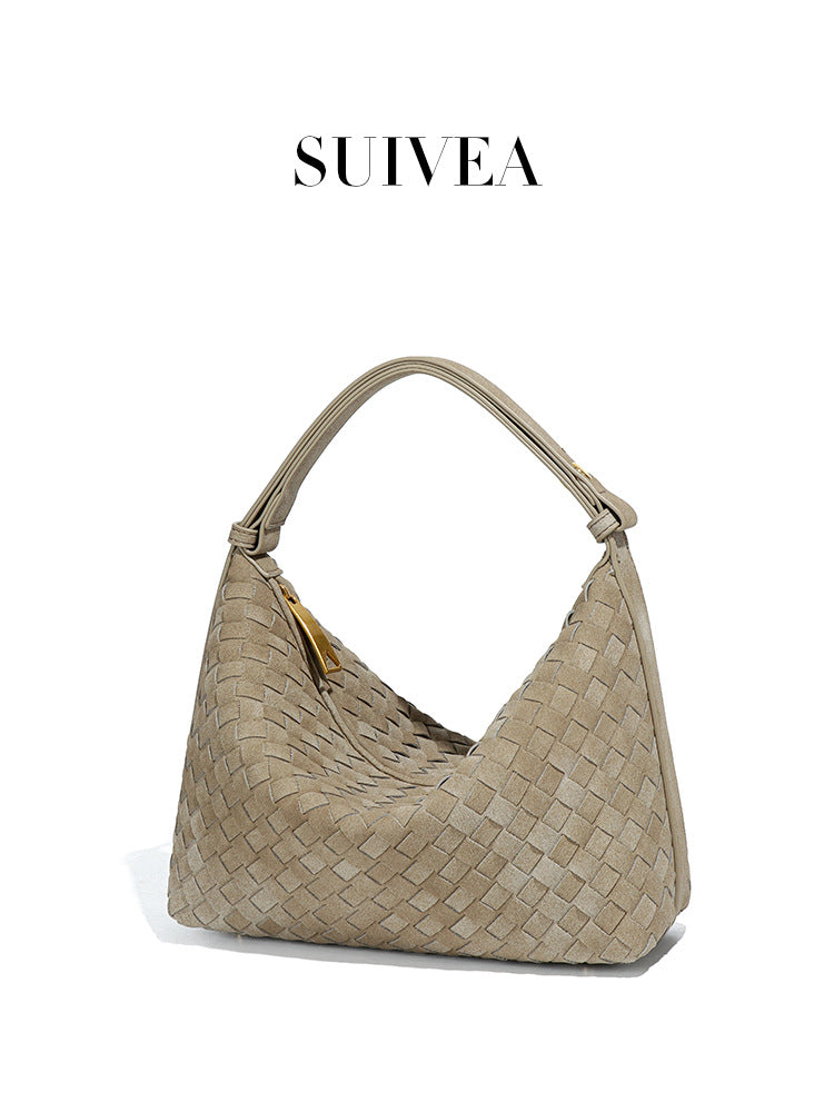 Women's Frosted Suede Woven Lunch Box Retro Underarm Women's Handbag