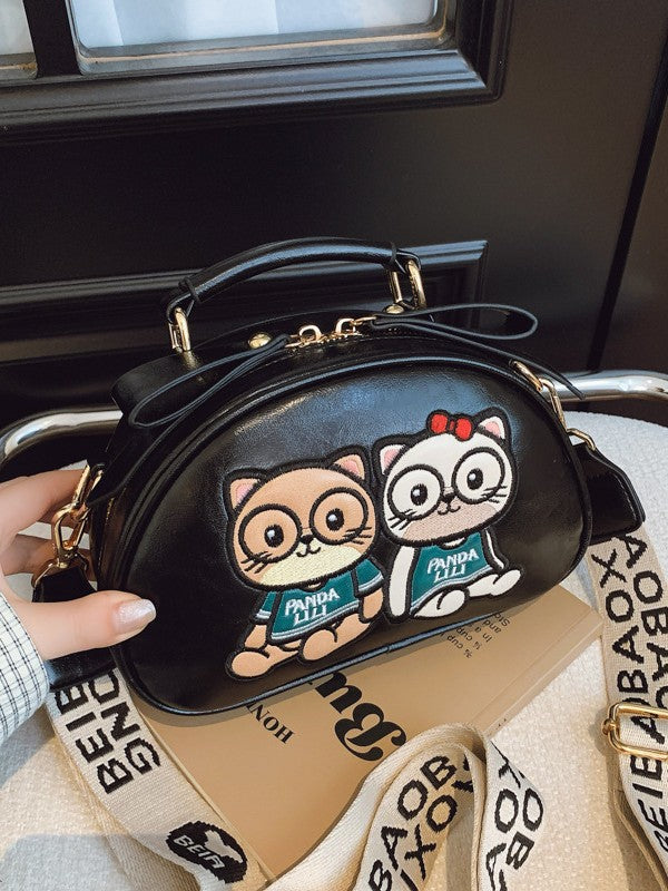 Women's Retro Cute Cartoon Couple Bear For Small Square Bag