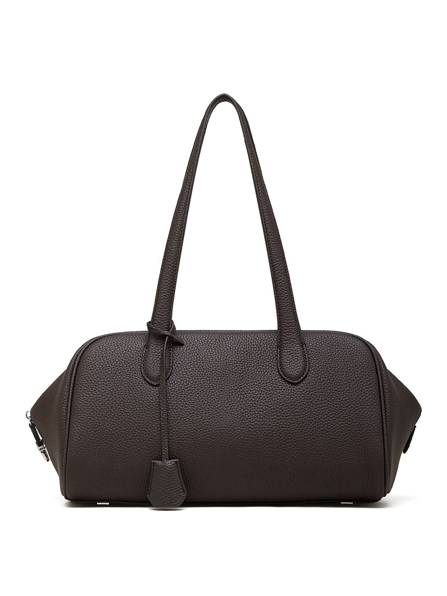 Women's Layer Cowhide Boston Leather Large Capacity Simple Underarm Women's Shoulder Bag