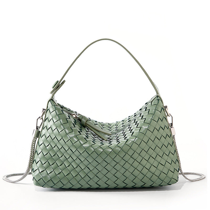 Authentic Leather Weave Dumpling Sheepskin Chain Female Pillow Women's Handbag