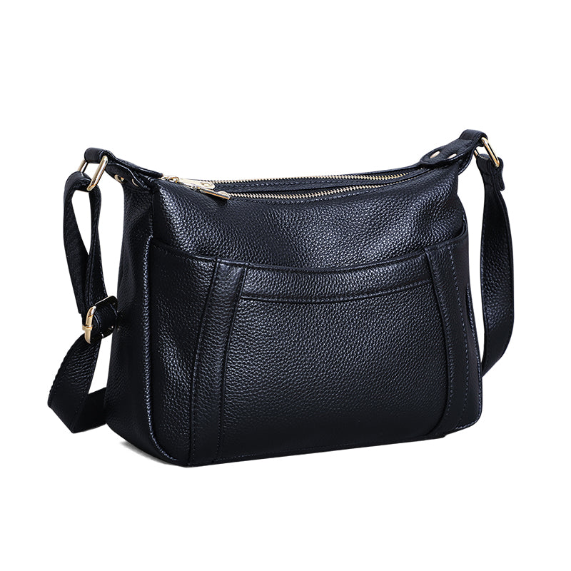 Women's First Layer Cowhide Mother Large Capacity Moon Wide Women's Messenger Bag