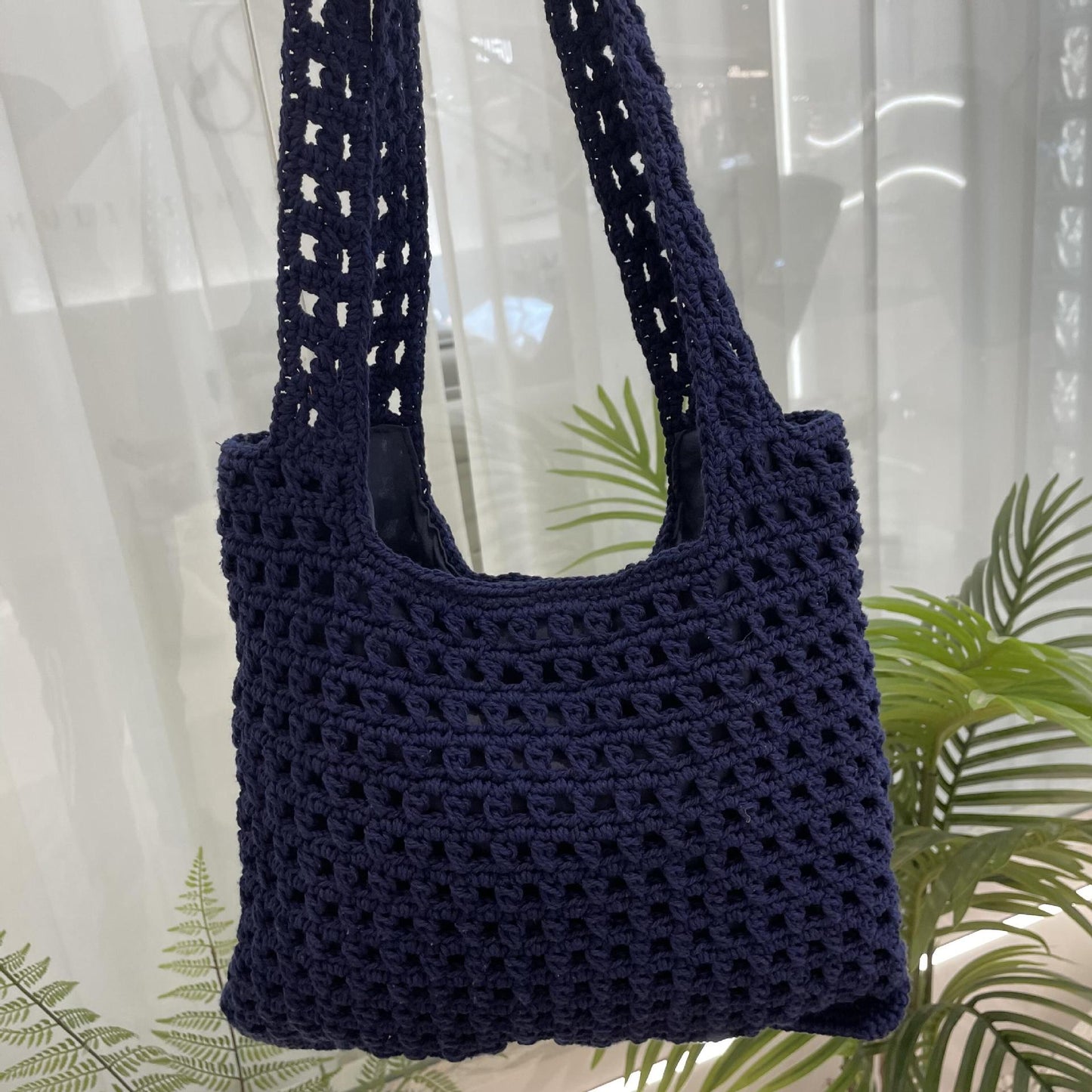 Color Cotton Rope Braided Fashion Hollow Beach Niche Style Large Women's Shoulder Bag