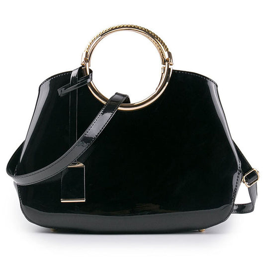 Women's Trendy Shiny Patent Leather Hanging Portable Women's Handbag