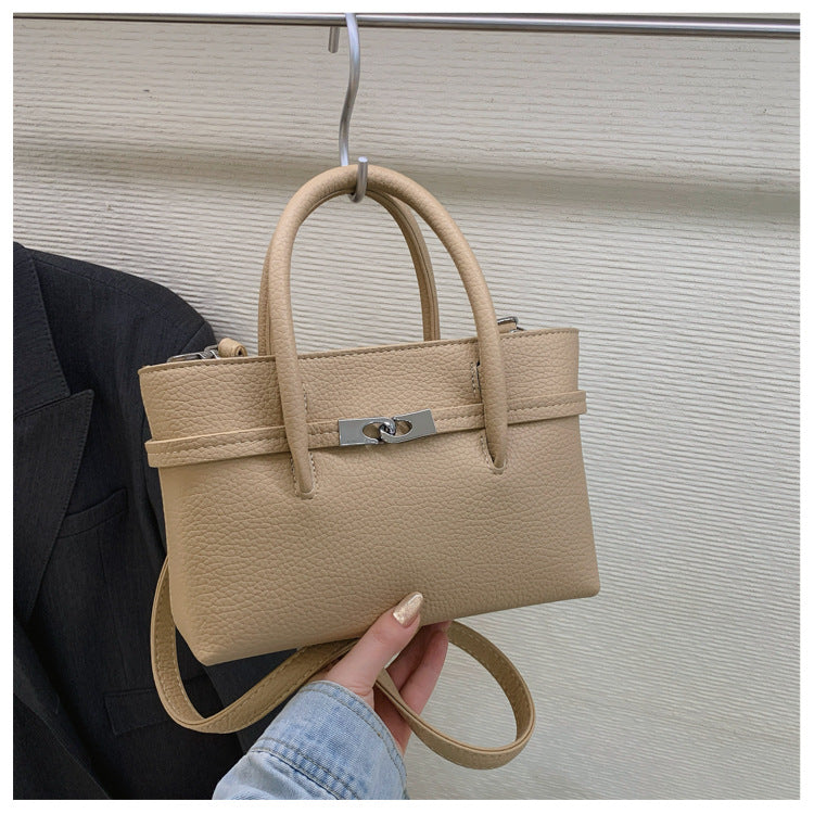 Korean Simple Retro Lychee Pattern Portable Female Spring Design Bags