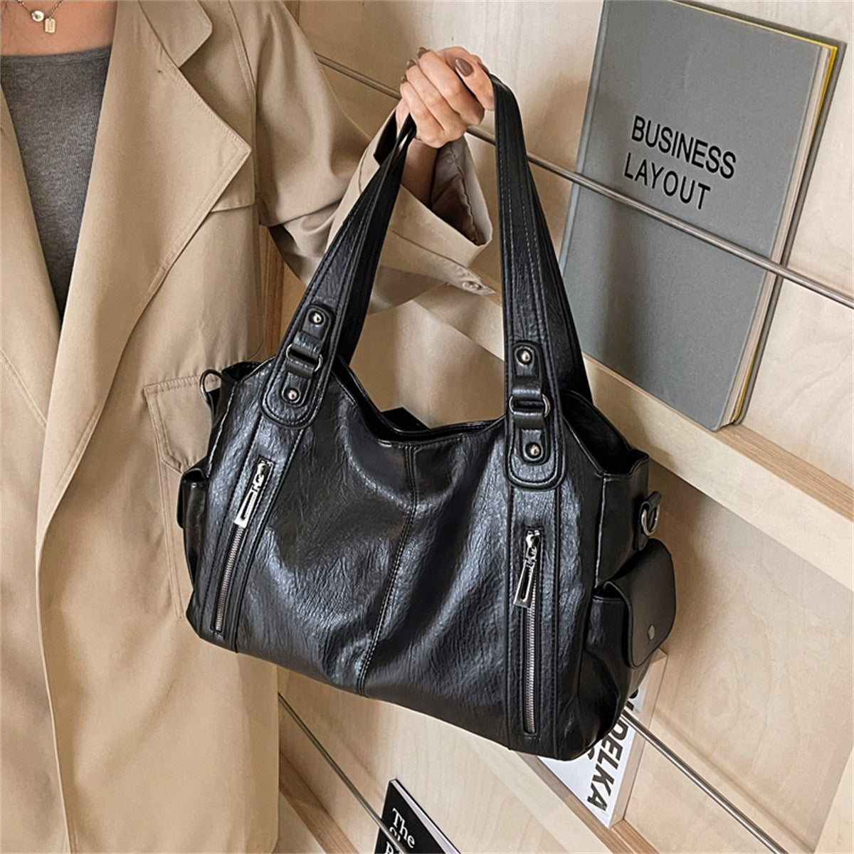 Women's Leather Large Capacity Totes Commuter Tote Bag