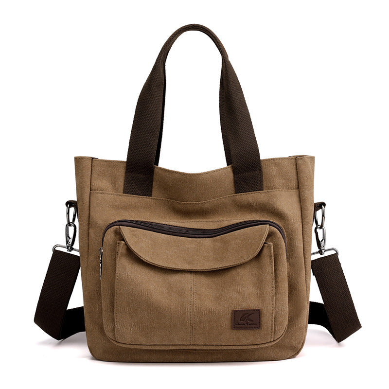 Women's Simple Retro Canvas Large Capacity Portable Shoulder Bags