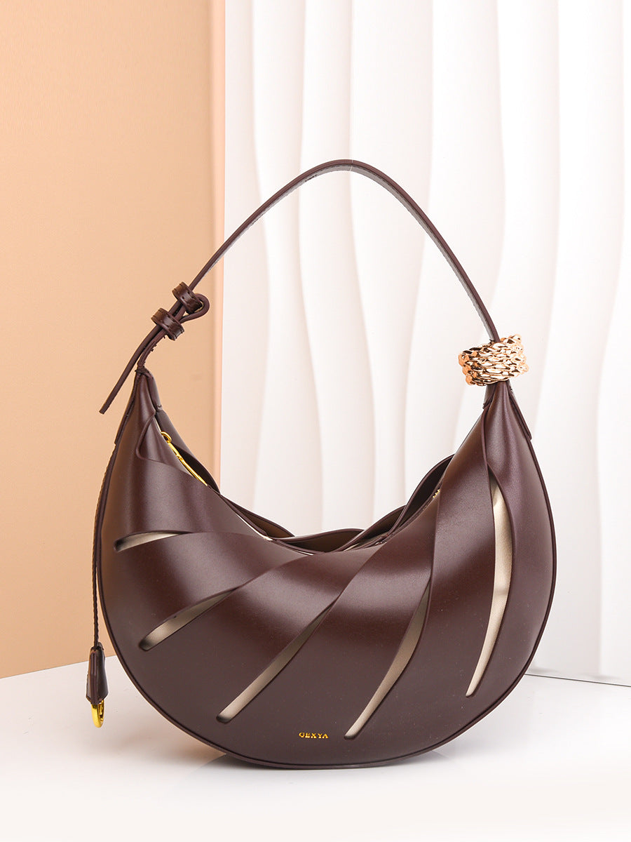 Niche Design Curved Moon Fashion High Sense Female Soft Leather Bags