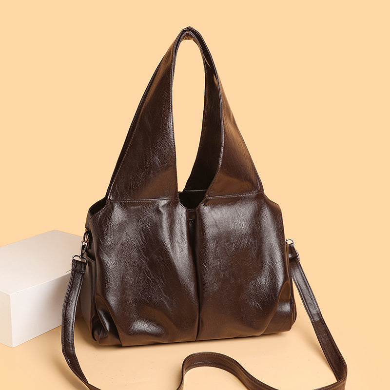 Women's Large Capacity Fashion Simple Retro Solid Shoulder Bags