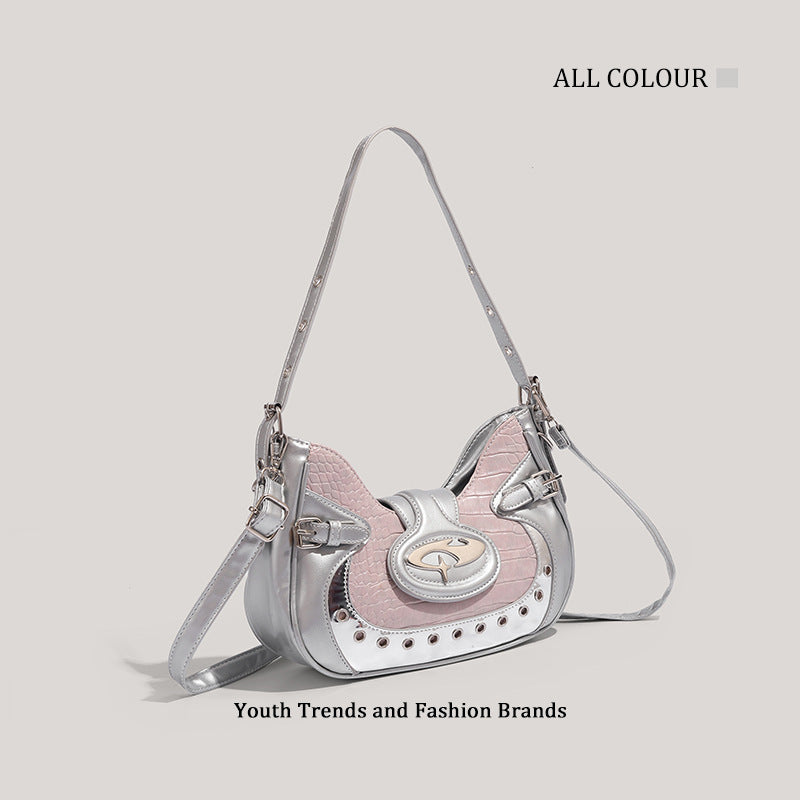 Women's Millennium Hot Motorcycle Design Crocodile Pattern Women's Shoulder Bag