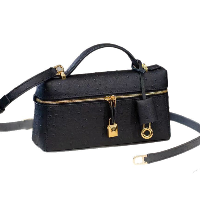 Women's Ostrich Grain Lunch Box Fashion Portable Women's Shoulder Bag