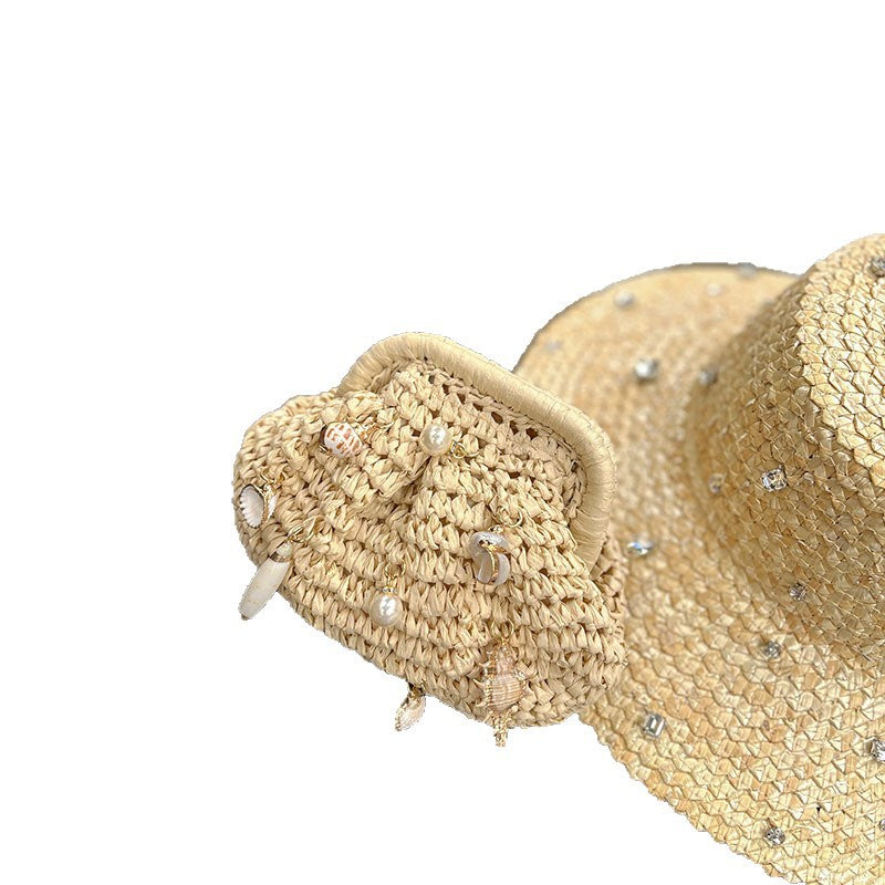 Pastoral Style Straw Woven Mori Western Shell Women's Messenger Bag