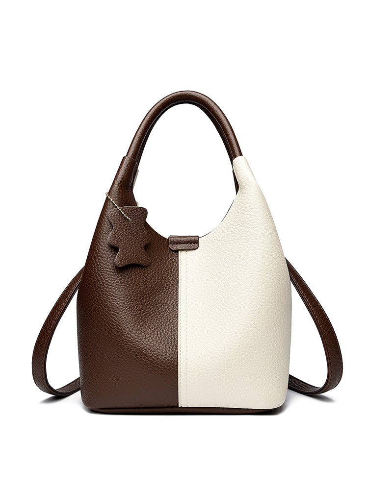 Women's Fashionable Color Blocking Vegetable Basket Generous Lock