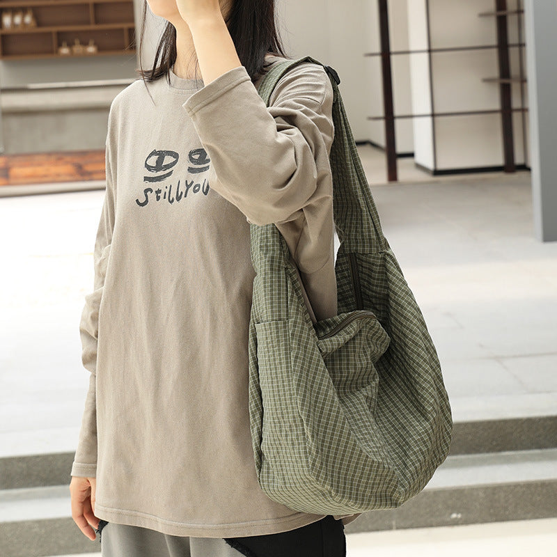 Women's Korean Style Plaid Dumpling Mori Striped Women's Messenger Bag