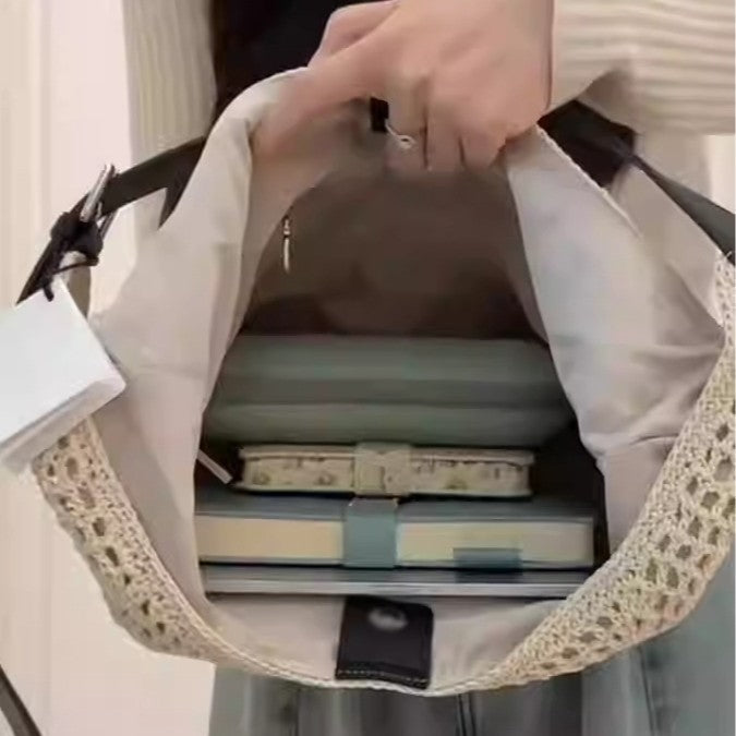 Women's Woven Large Capacity Korean Style Niche Bags