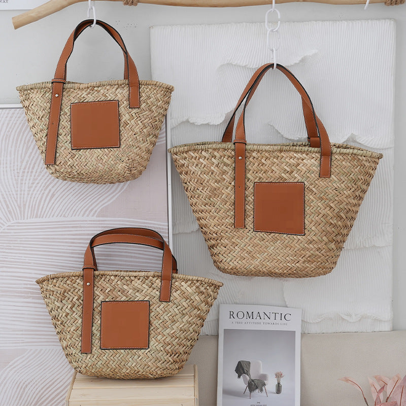 Vegetable Basket Large Capacity Seaside Leisure Vacation French Women's Shoulder Bag