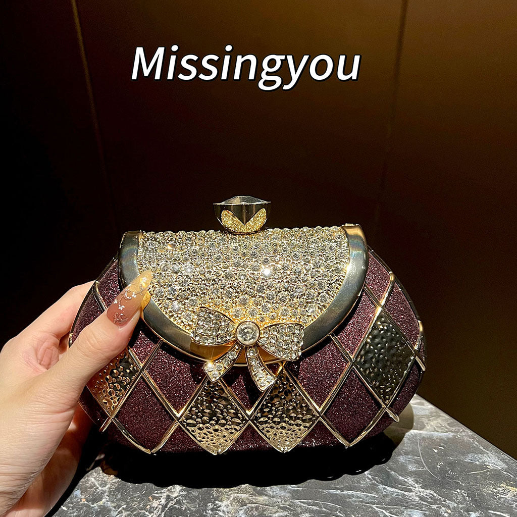 Fashion Exquisite Versatile Chain Bow Niche Dinner Bag