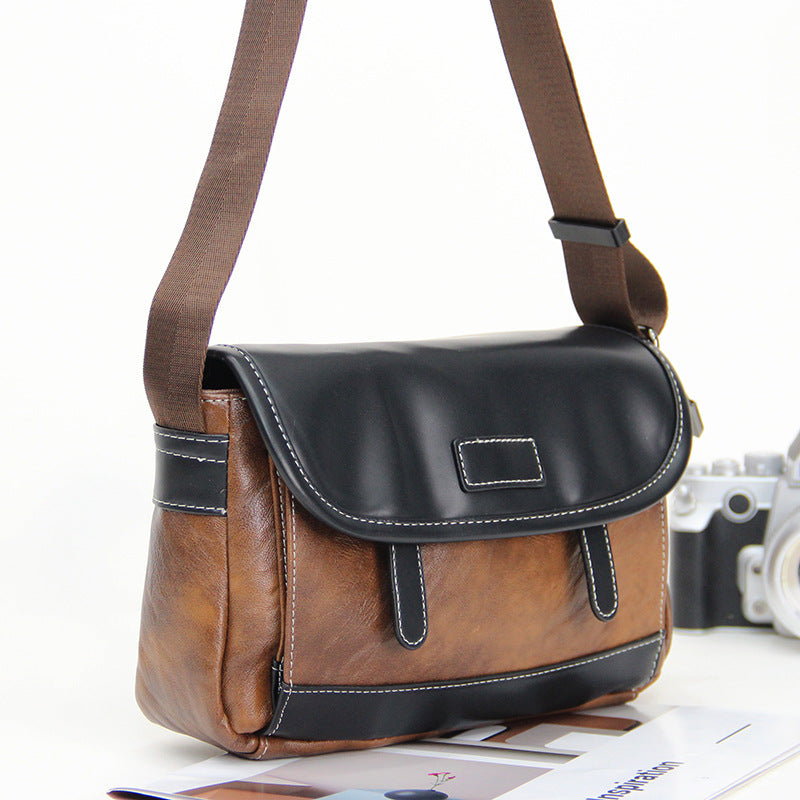 Men's Fashionable Man Personalized Horizontal Commute Leisure Korean Style Men's Shoulder Bag