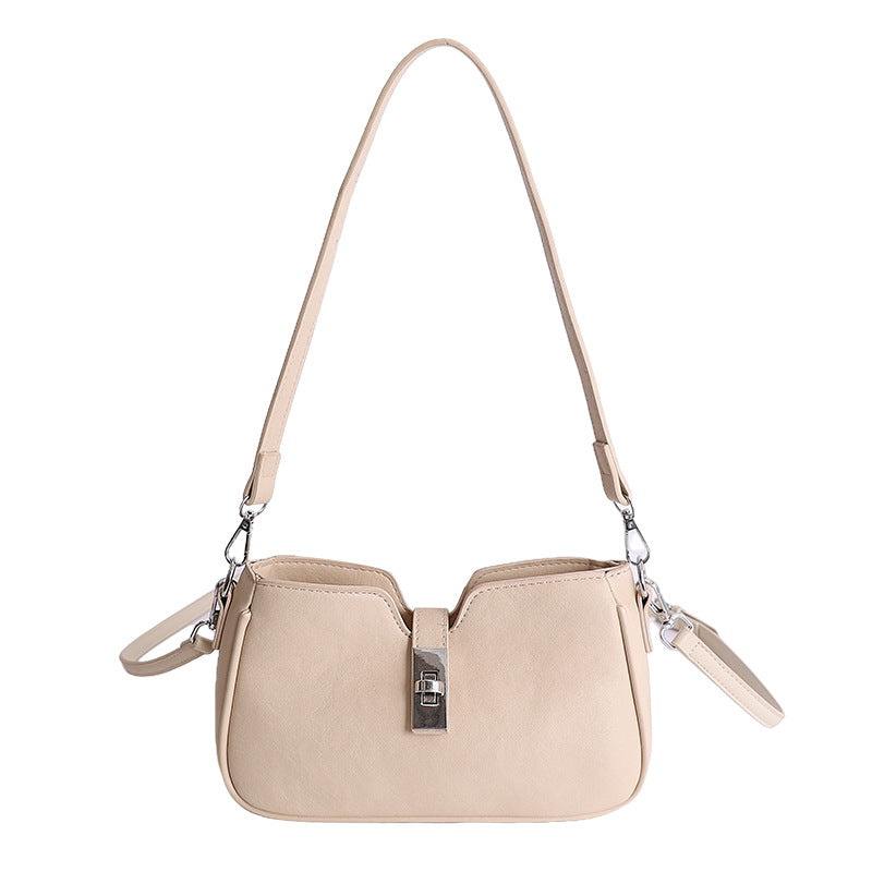 Women's Fashion Retro Underarm Solid Color Saddle Tote Bags