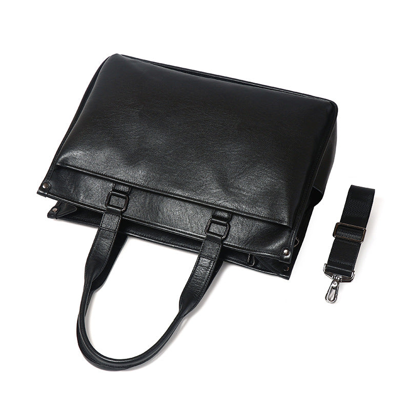 Men's Genuine Leather Vegetable Tanned Cowhide Large Capacity Handbags