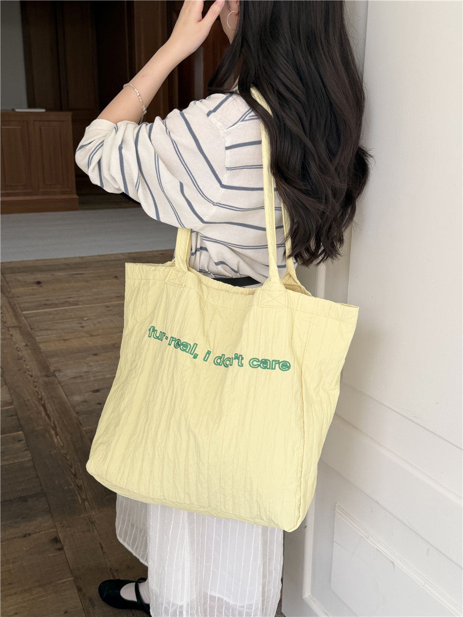 Women's Nylon Embroidered Letter Embroidery Leisure Commute Tote Bag