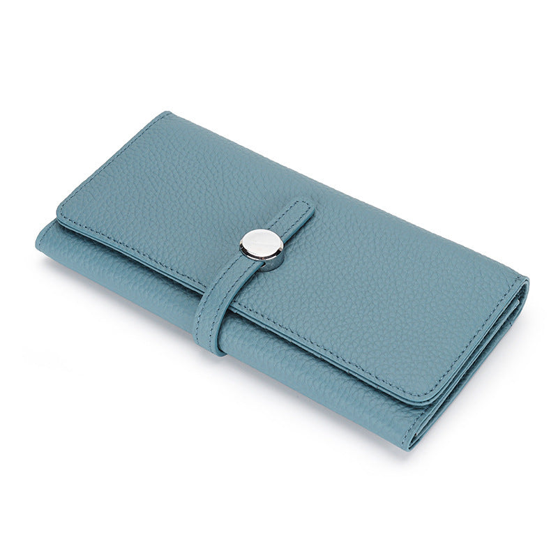 Women's Genuine Leather Folding Large Capacity Soft Cowhide Ladies Wallet
