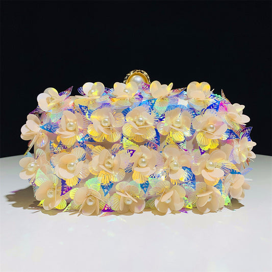 Women's Gradient Flower Sequined Clutch Party Dress Bags
