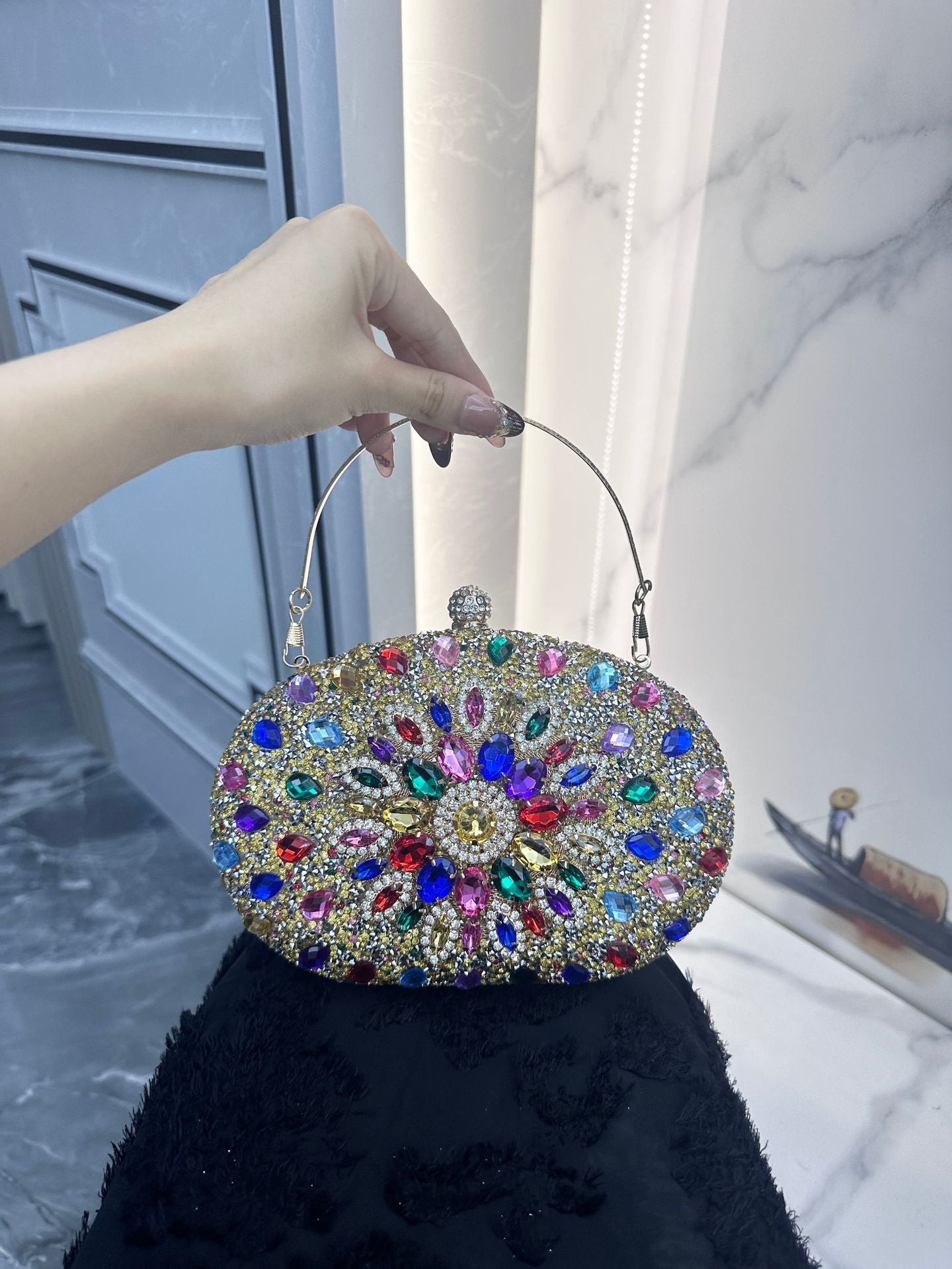 Beautiful Sunflower Banquet Clutch Dress Diamond Dinner Bag