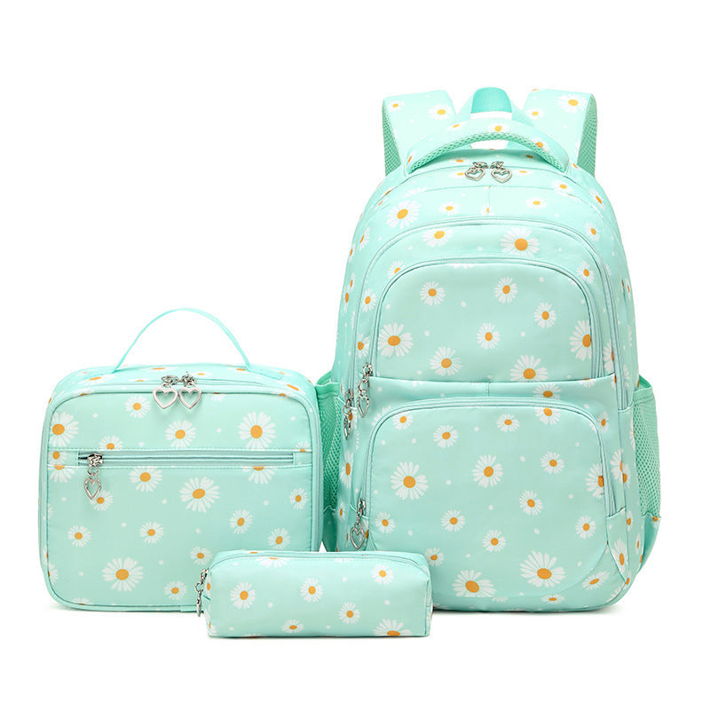 Chrysanthemum Three-piece Large Capacity Waterproof Little Primary School Bag