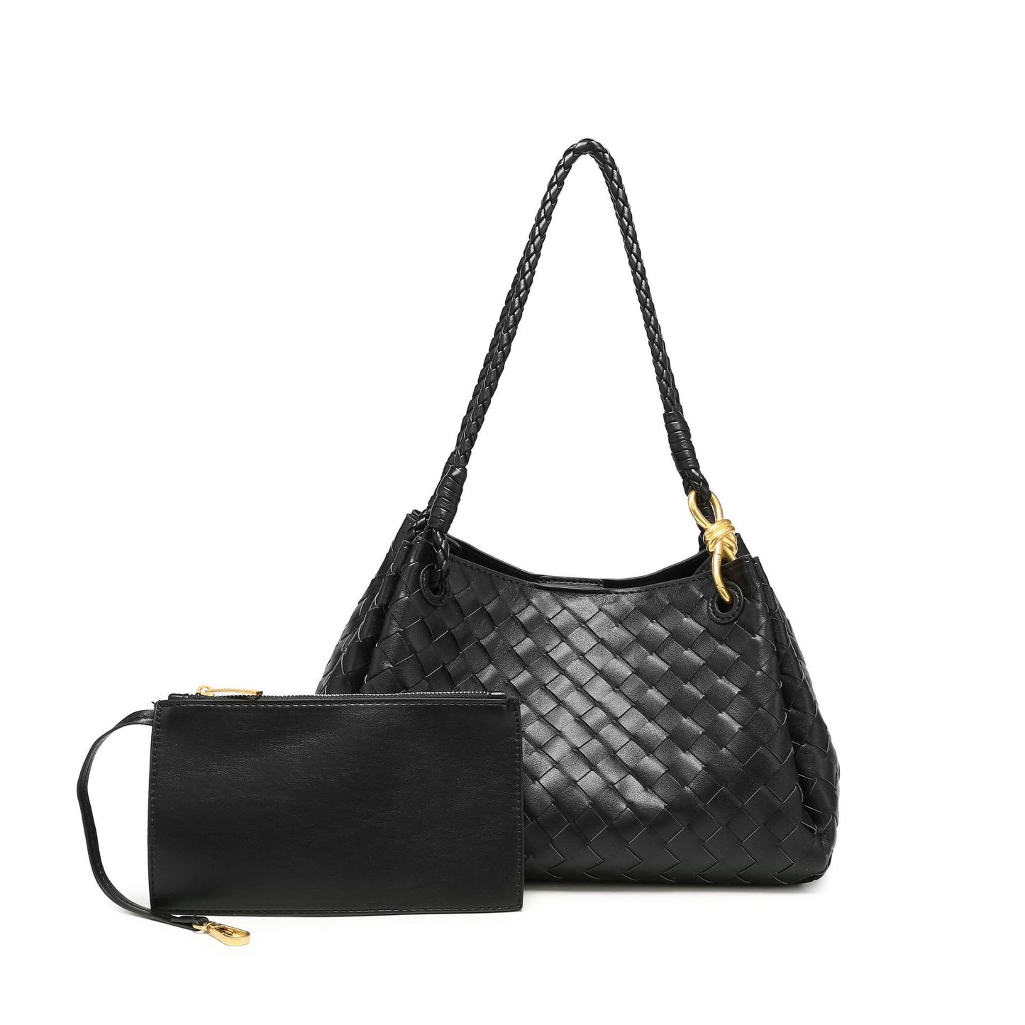 Women's Weave Plaid British Style Light Luxury Bucket Bags