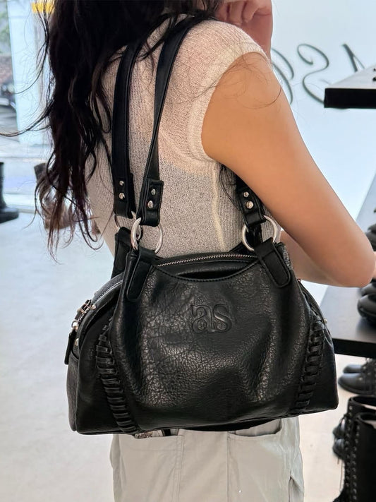 Women's Hobo Leather Motorcycle Niche Large Capacity Tote Bag