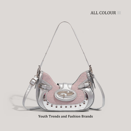 Women's Millennium Hot Motorcycle Design Crocodile Pattern Women's Shoulder Bag