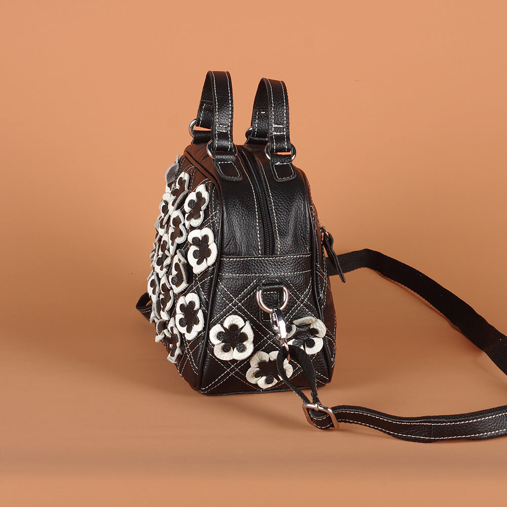 Women's Personalized Minority Colorful Flower First Layer Shoulder Bags