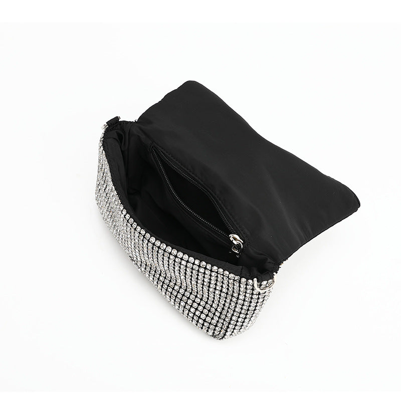 Rhinestone Flip Underarm Full Diamond Hand Holding Chain Bags