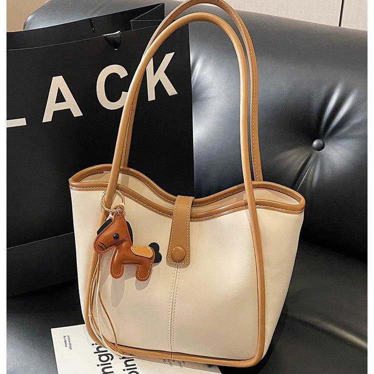 Women's High Texture Popular Retro Large Capacity Commute Bucket Bags