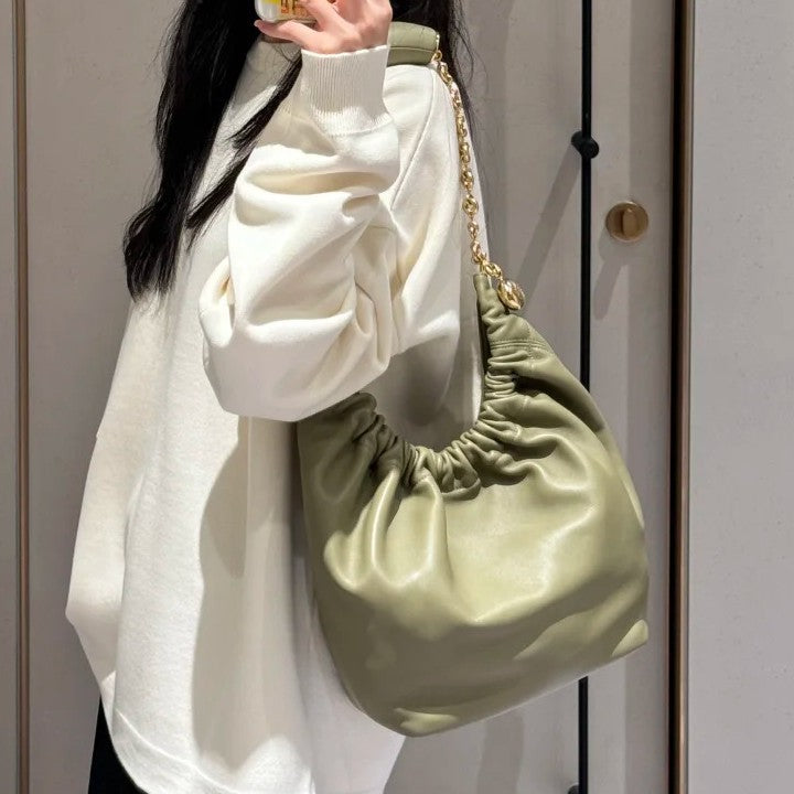 Layer Cowhide Garbage Chain Underarm Soft Genuine Women's Shoulder Bag