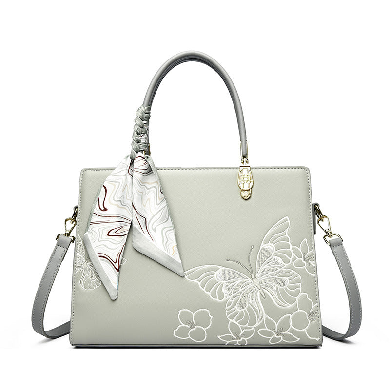 Women's High-grade Embroidered Silk Scarf Large Capacity Light Luxury Commute Women's Handbag