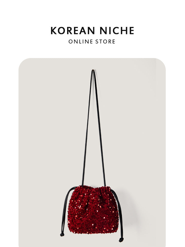 Women's Korean Fashionable Sequined Shiny High-grade Drawstring Women's Messenger Bag
