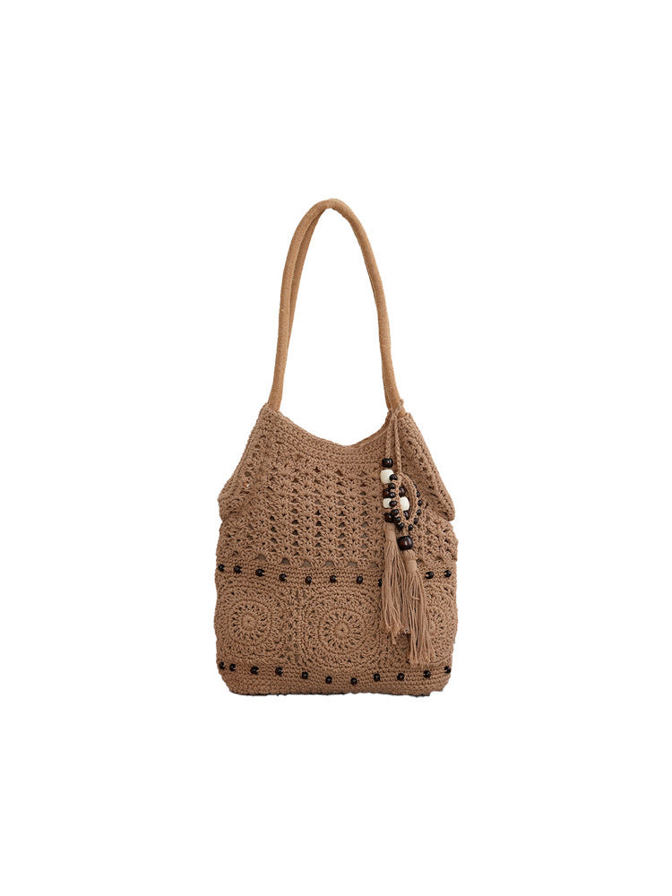 Style Cotton Thread Woven Seaside Vacation Leisure Beach Large Capacity Shoulder Bags