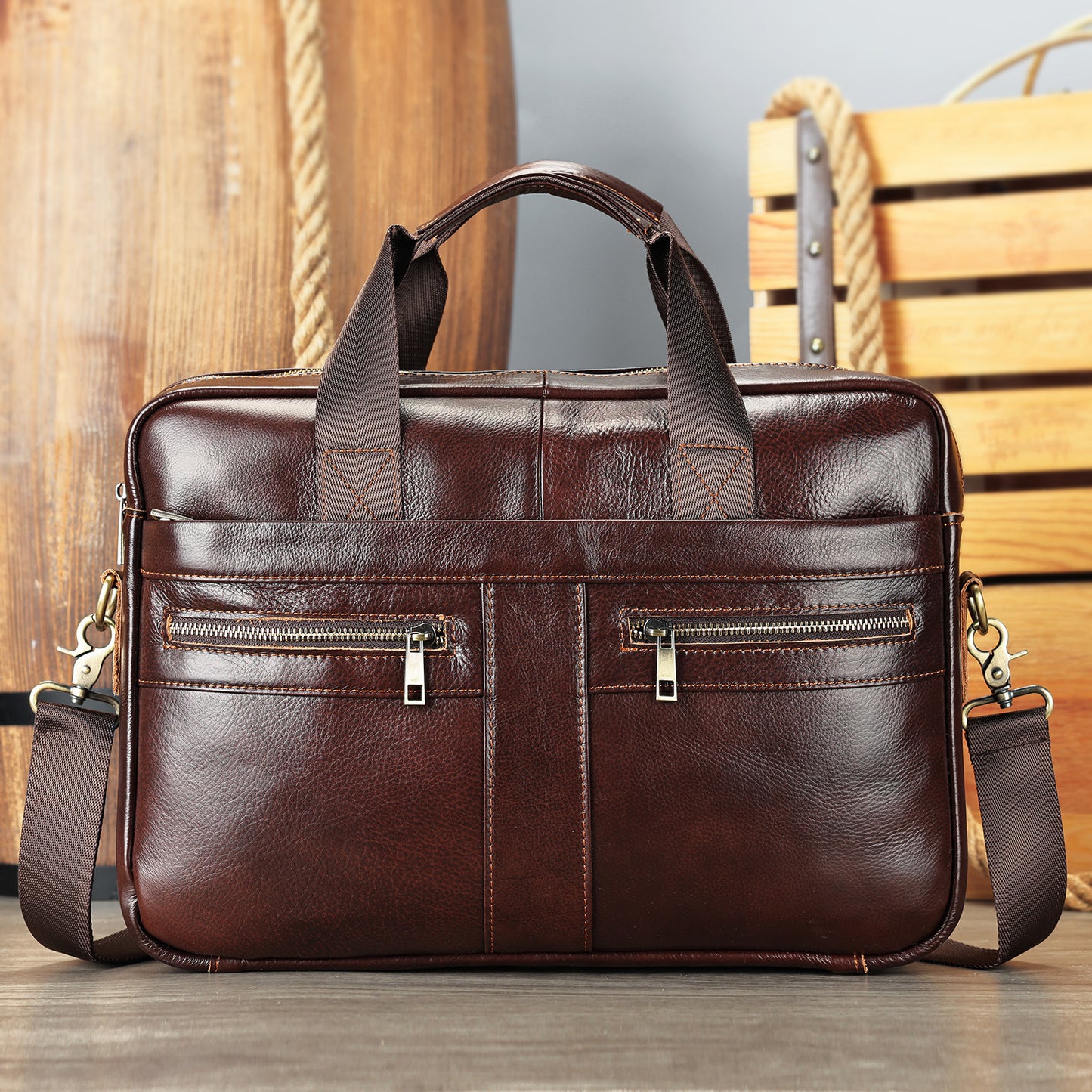 Men's Leather Business First Layer Cowhide Portable Lawyer Men's Bags