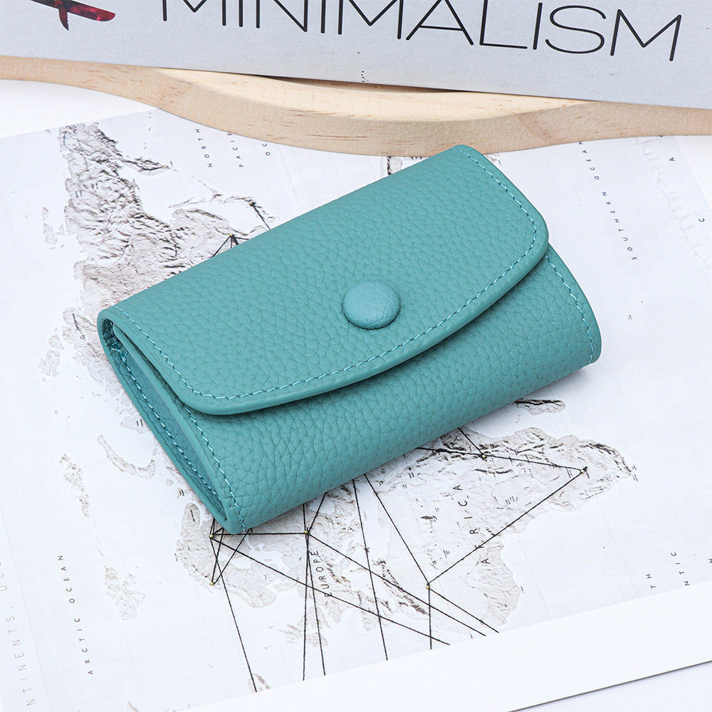 Women's Layer Cowhide Mini Folding Change Certificate Storage Leather Ladies Wallet