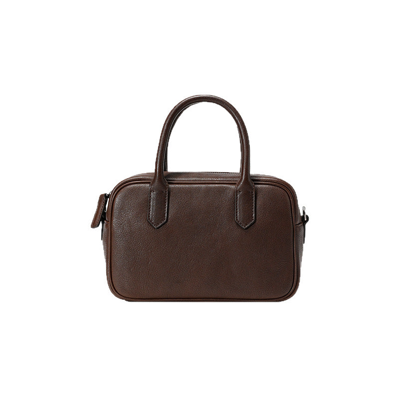 Wide Vegetable Tanning Leather Retro Commuter Bags