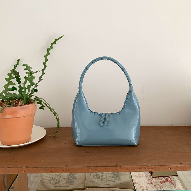 Women's Korean Style Niche High Sense Underarm Patent Leather Moon Women's Shoulder Bag