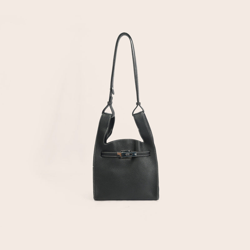 Women's Layer Cowhide Vegetable Basket Garbage Underarm Commuter Women's Messenger Bag