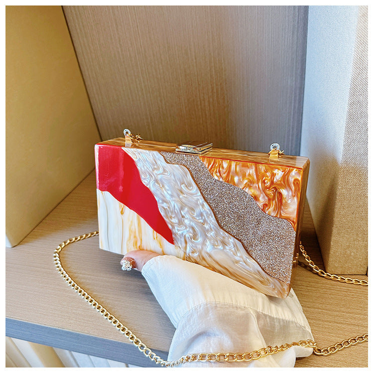 Women's Color Contrast Patchwork Acrylic Wedding Party Bags