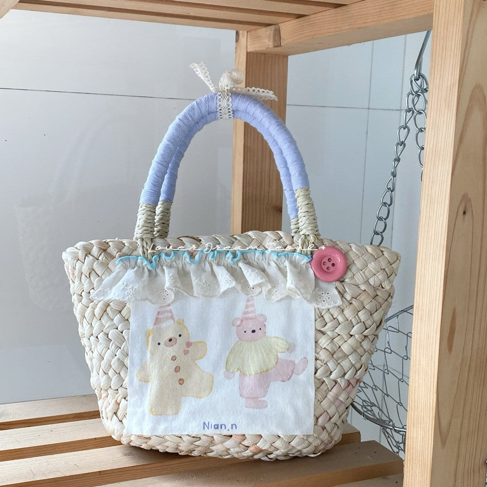 Women's Straw Woven Edge Vacation Beach Summer Women's Handbag